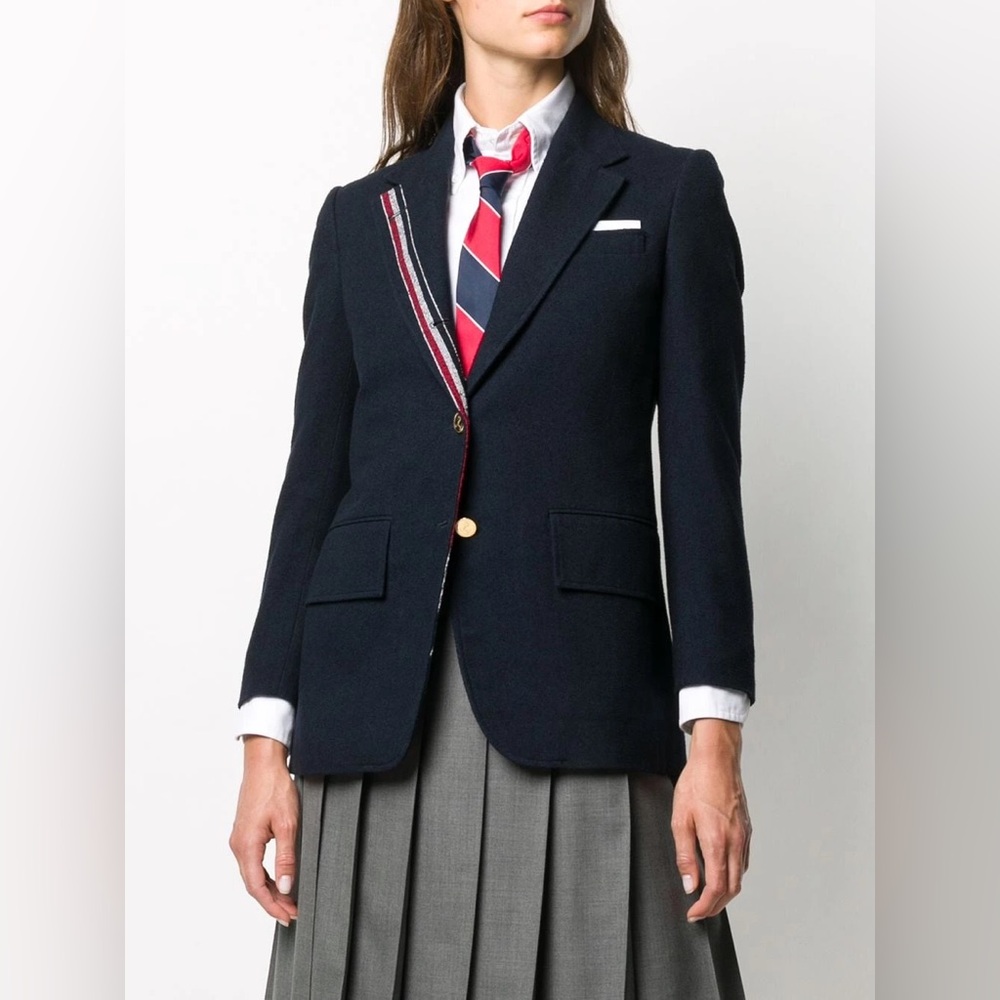 THOM BROWNE Thom Browne Single breasted blazer with stripe detail New Woman 40